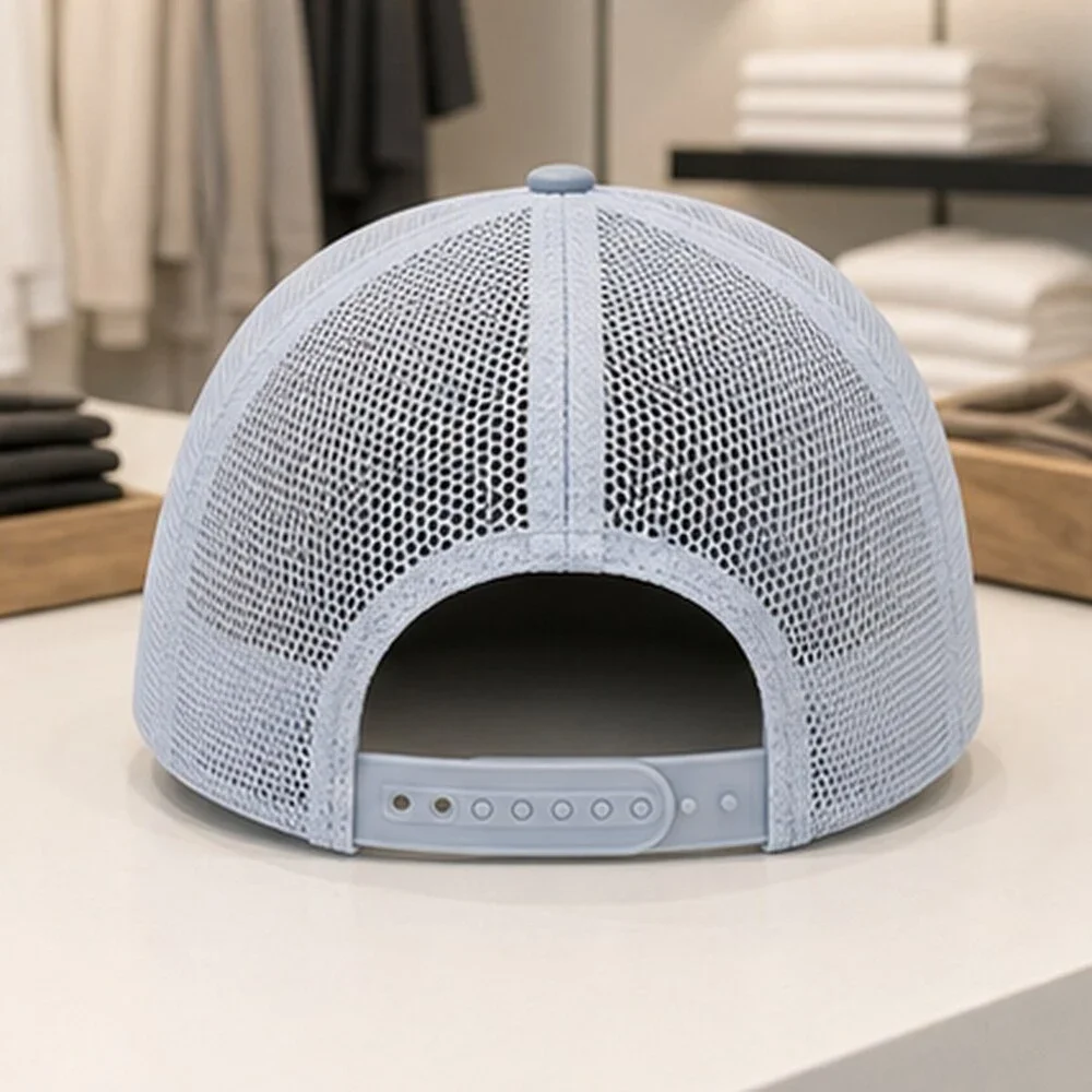 ALO Yoga Mist Blue Gray Studio Mesh Trucker Cap Hat Sporty